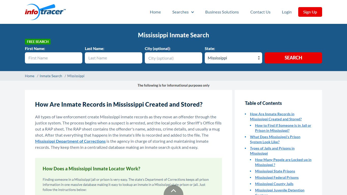 Mississippi Inmate Search & Inmate Locator - Infotracer